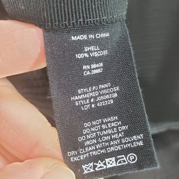 8 32x30 Theory Hammered Viscose PJ Pants Womens Black Rayon Wide Leg Career Work - Picture 6 of 10